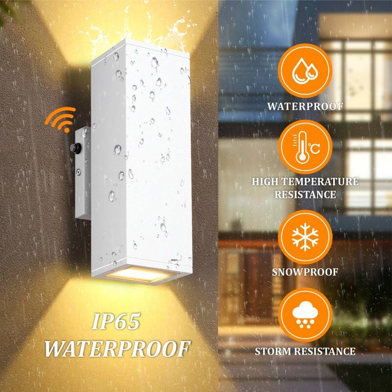 2-Pack Outdoor Wall Light Fixtures with LED Bulbs, Dusk to Dawn, Rustproof Aluminum Up Down Lights for House, Porch, Garage