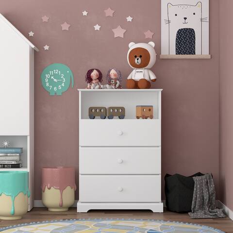 Hillsdale Furniture Baylor Wood 3 Drawer Chest with Storage Shelf