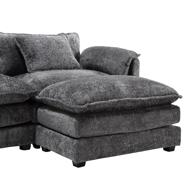 Chenille Fabric L-Shape Comfy Oversized three-seat Modular Sectional Sofa