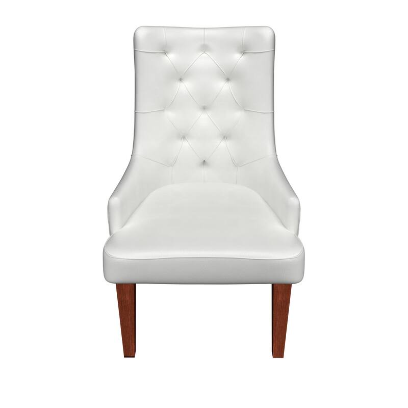 Dining Chair in Leather/Velvet Diamond-Tufted Design Side Chair in Rubberwood