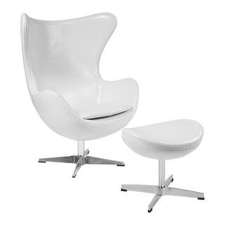 Offex Furniture Our Best Home Goods Deals Online At Offex Melrose White Leather Egg Chair With Tilt Lock Mechanism And Ottoman