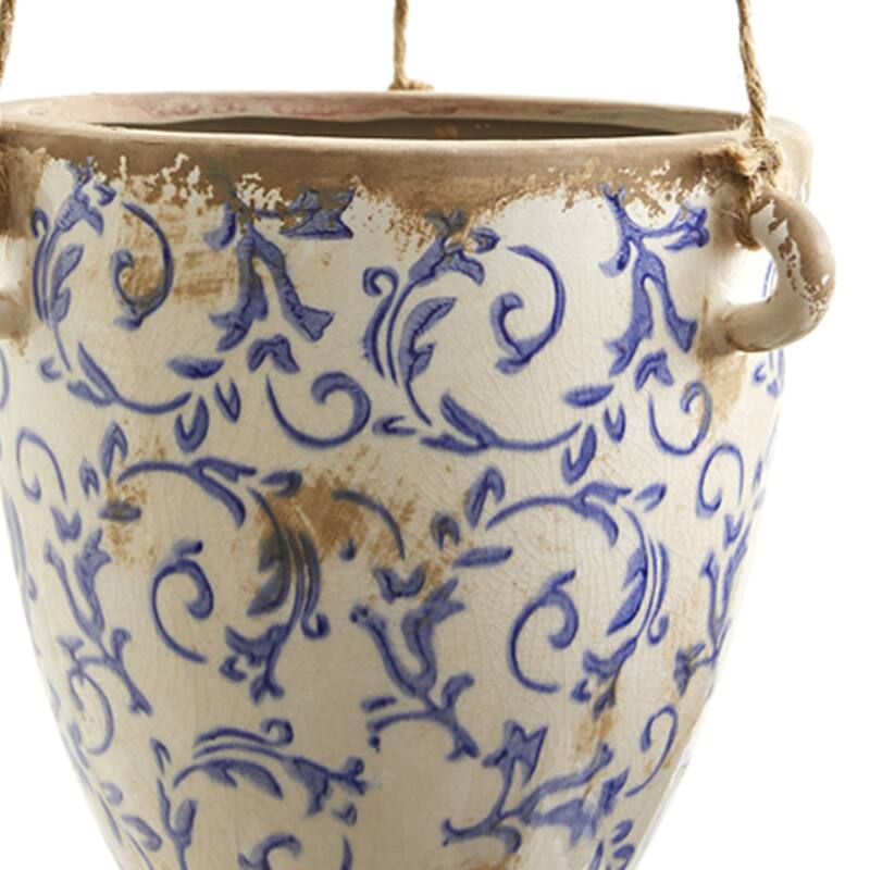 2' Tuscan Hanging Ceramic Scroll Planter