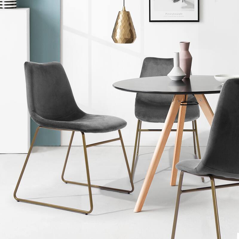 Homylin Batassel Velvet Dining Chairs, Upholstered Reception Chairs, with Metal Legs for Home Kitchen, Living Room(set of 2)