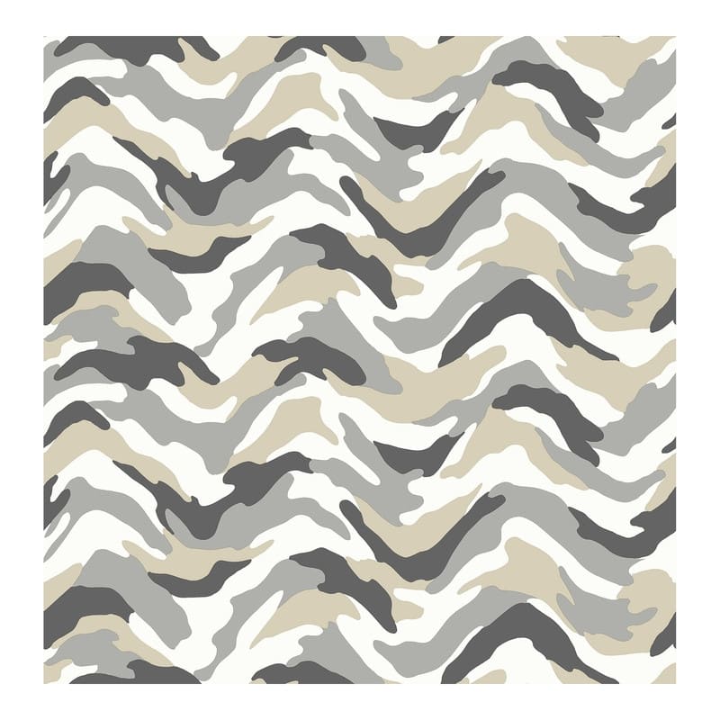 Brewster Stealth Grey Camo Wave Wallpaper - 20.5 x 396 x 0.025