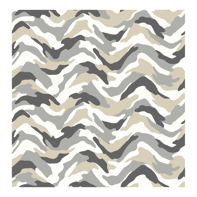 Brewster Stealth Grey Camo Wave Wallpaper - 20.5 x 396 x 0.025