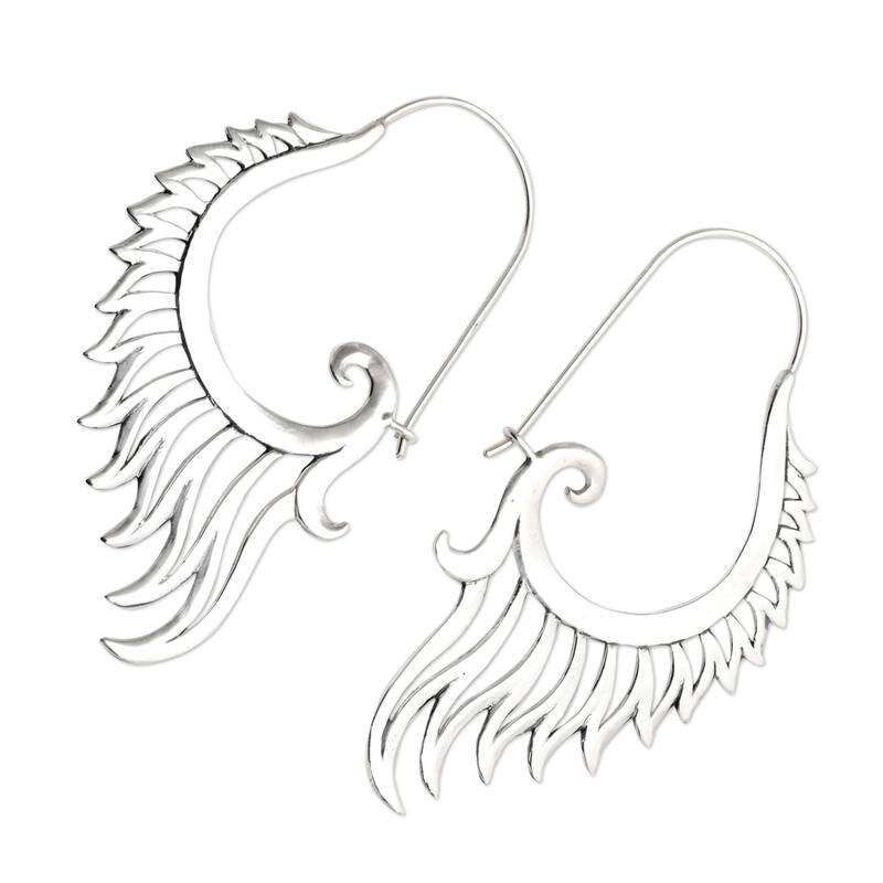 Novica Handmade Spirit Fire Sterling Silver Drop Earrings