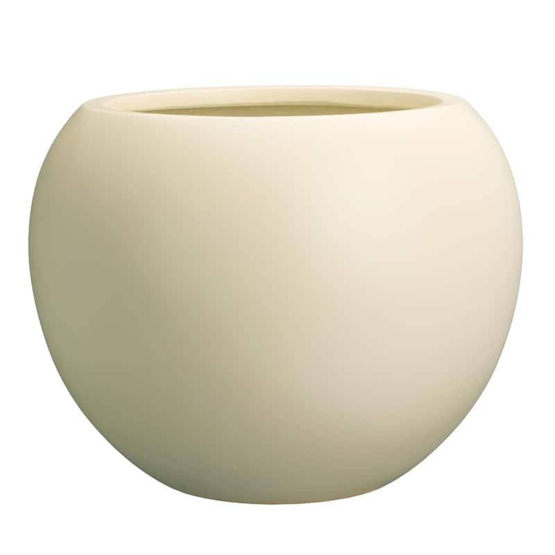 DreamPatio Riverside Fiberstone Composite Ball Planter for Indoor/Outdoor - Smooth Automotive 2K Coating - 21x21x17 - Linen