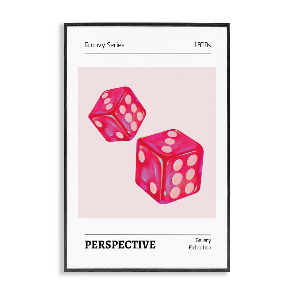 Stupell Pink Dice Pair Framed Giclee Art Design By LSR Design Studio