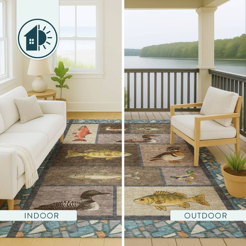 Machine Washable Indoor/ Outdoor Cabin Lodge Chantille Rug