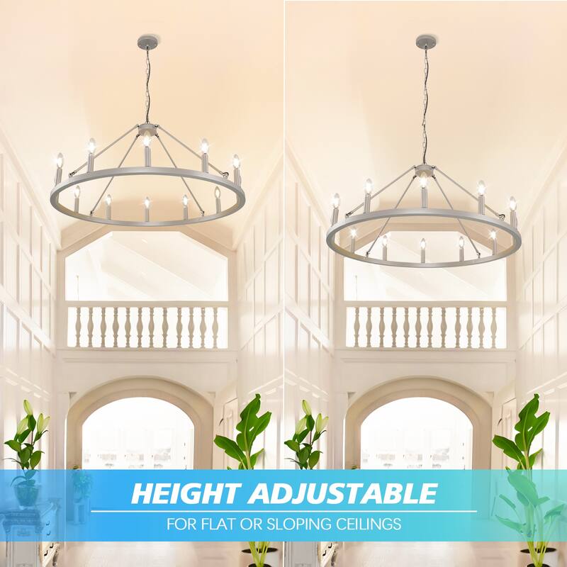 6/12-Light Wagon Wheel Farmhouse Chandelier