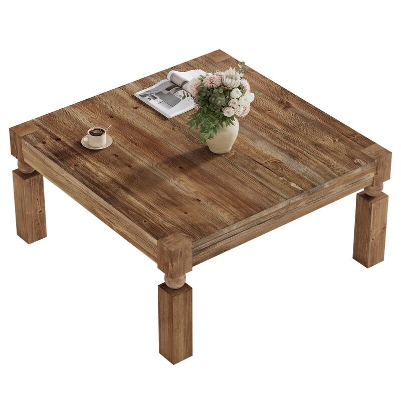 Solid Wood Coffee Table, Living Room Center Cocktail Accent Table