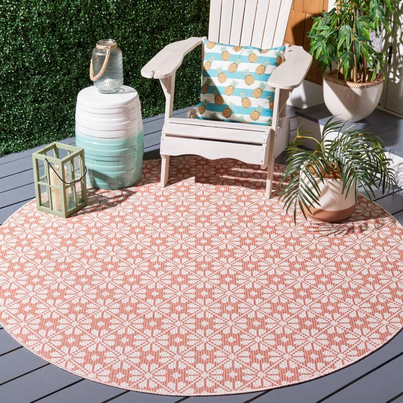 Martha Stewart by SAFAVIEH Matty Indoor/ Outdoor Rug - 6'5" Round - Terracotta