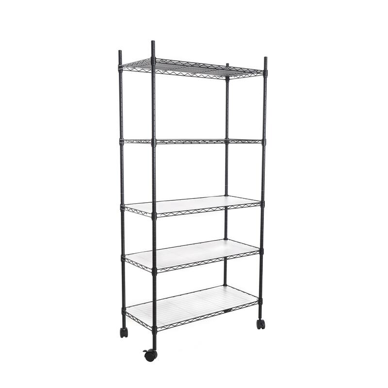 5 Tier Wire Shelving Unit, Heavy Duty Metal Large Storage Shelves Height Adjustable for Garage Kitchen Office