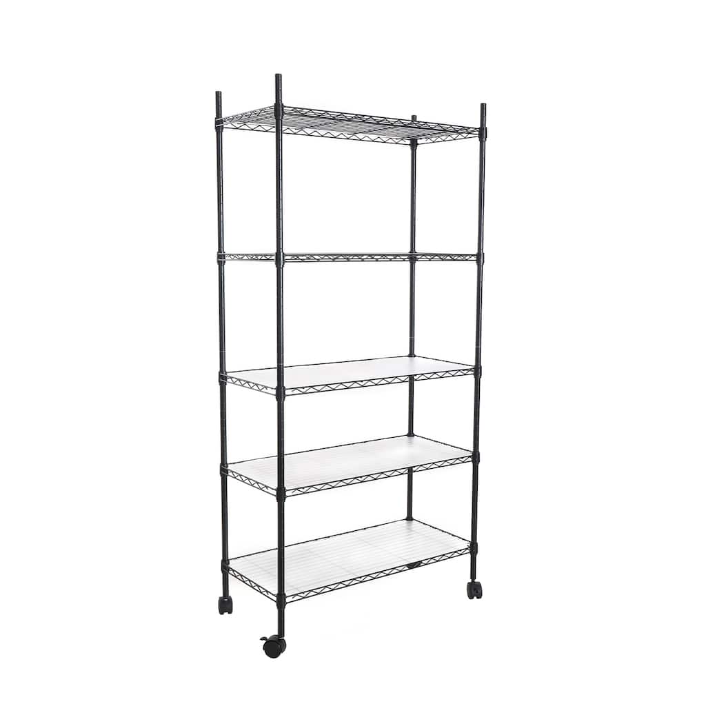 5 Tier Wire Shelving Unit, Heavy Duty Metal Large Storage Shelves Height Adjustable for Garage Kitchen Office
