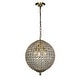 preview thumbnail 11 of 12, 1/3-Light Retro Antique Gold Crystal Globe Chandelier Small Sphere Pendant Light - Antique Gold