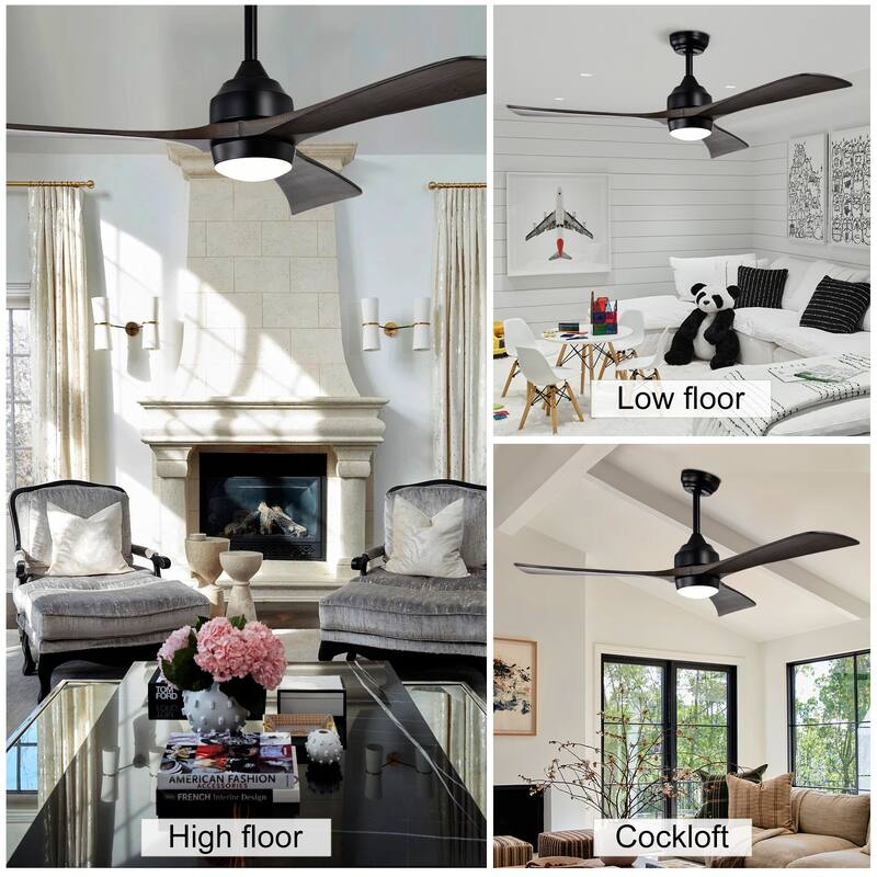 52" Ceiling Fan with Lights Remote Control,Quiet DC Motor 6 Speed Levels,Reversible Blades, for Patio Living Room, Bedroom