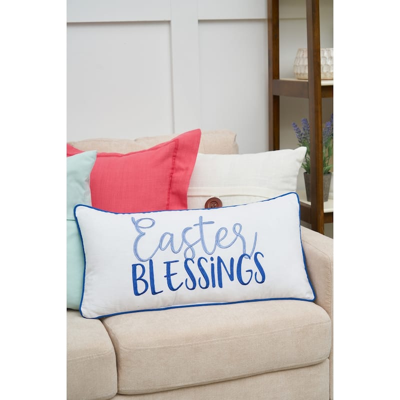 12" x 24" Spring "Easter Blessings" Embroidered Accent Pillow