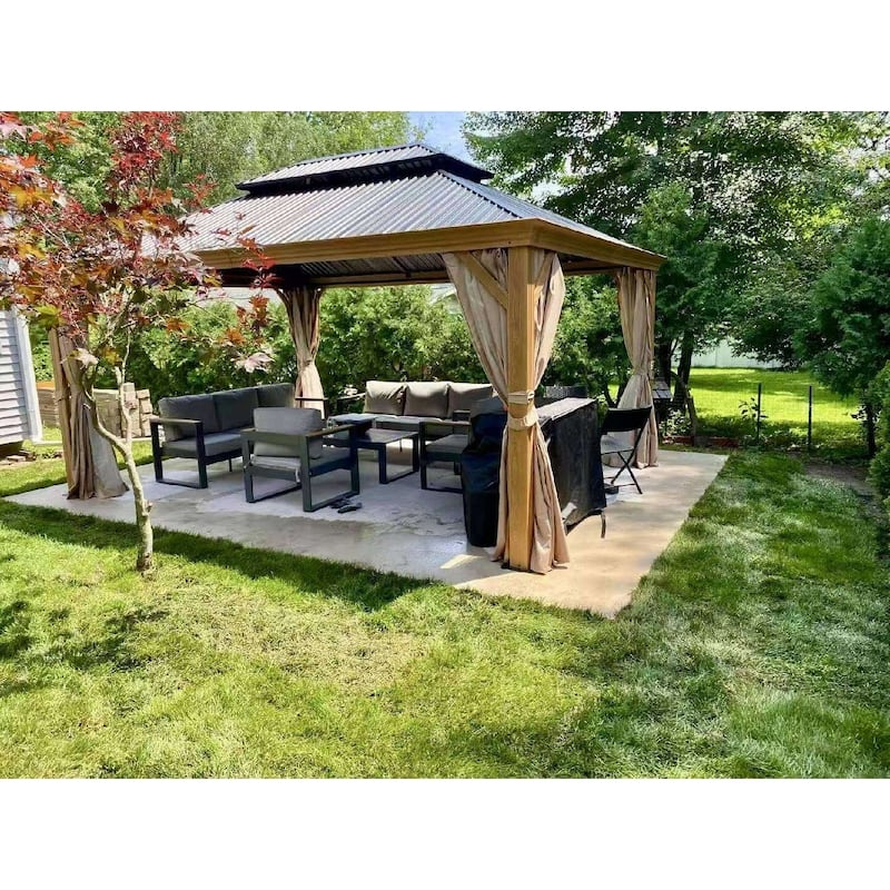 Aoodor 16 Ft. W X 12 Ft. D Aluminium Patio Gazebo - Black