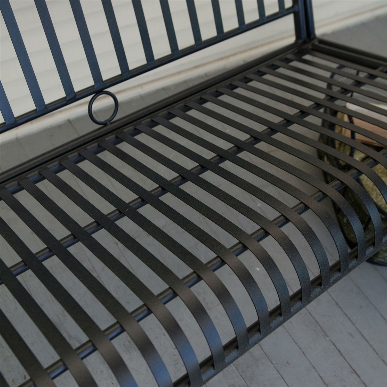 Wrought Iron Outdoor Patio 4 Ft Porch Swing in Black 54W x 21D x