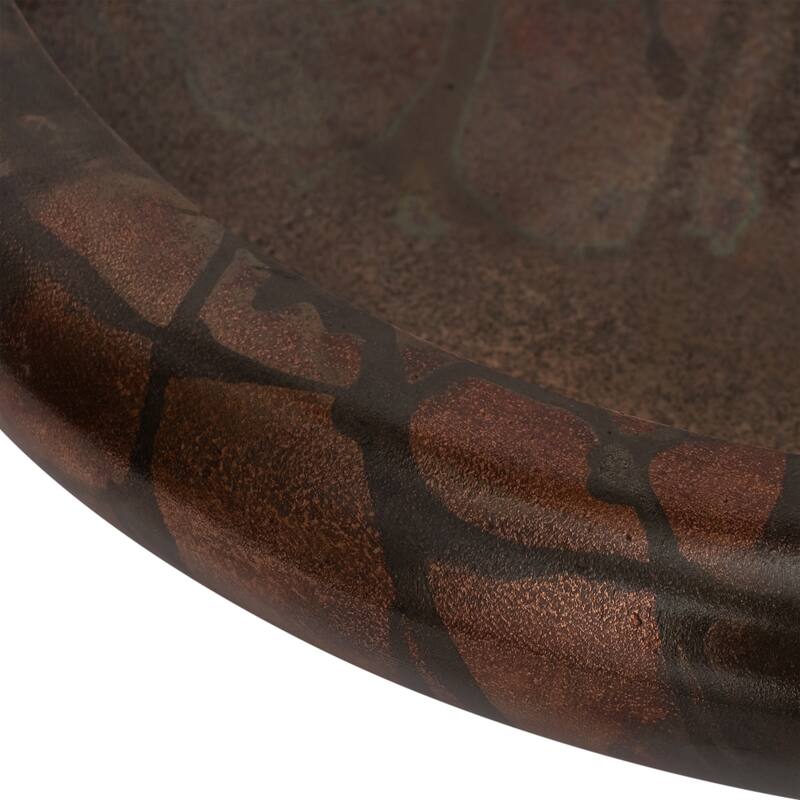 Decorative Round Shallow Bowl for Home Decor - 25", Bronze and Copper