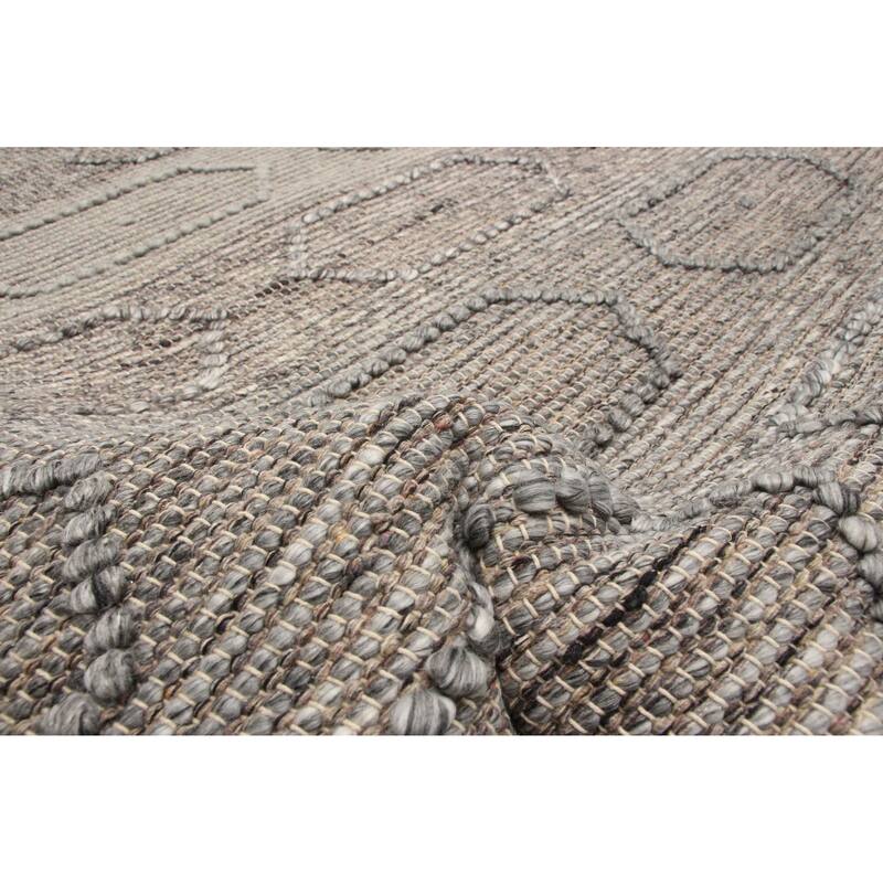 ECARPETGALLERY Braid weave Sienna Grey Wool Rug - 5'0 x 7'9