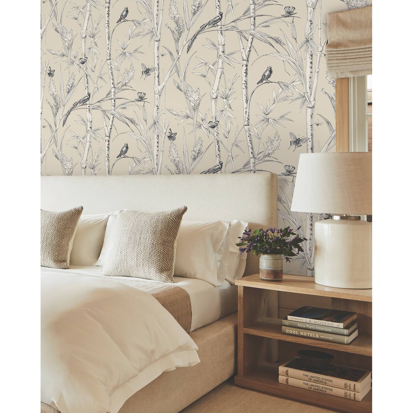 York Wallcoverings Bambou Toile Beige Wallpaper Bed Bath & Beyond
