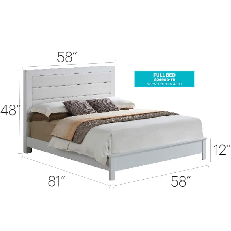 White Full Bed with Transitional Style, Crisp Finish and Sturdy Frame for Comfortable Modern Bedrooms and Guest Spaces