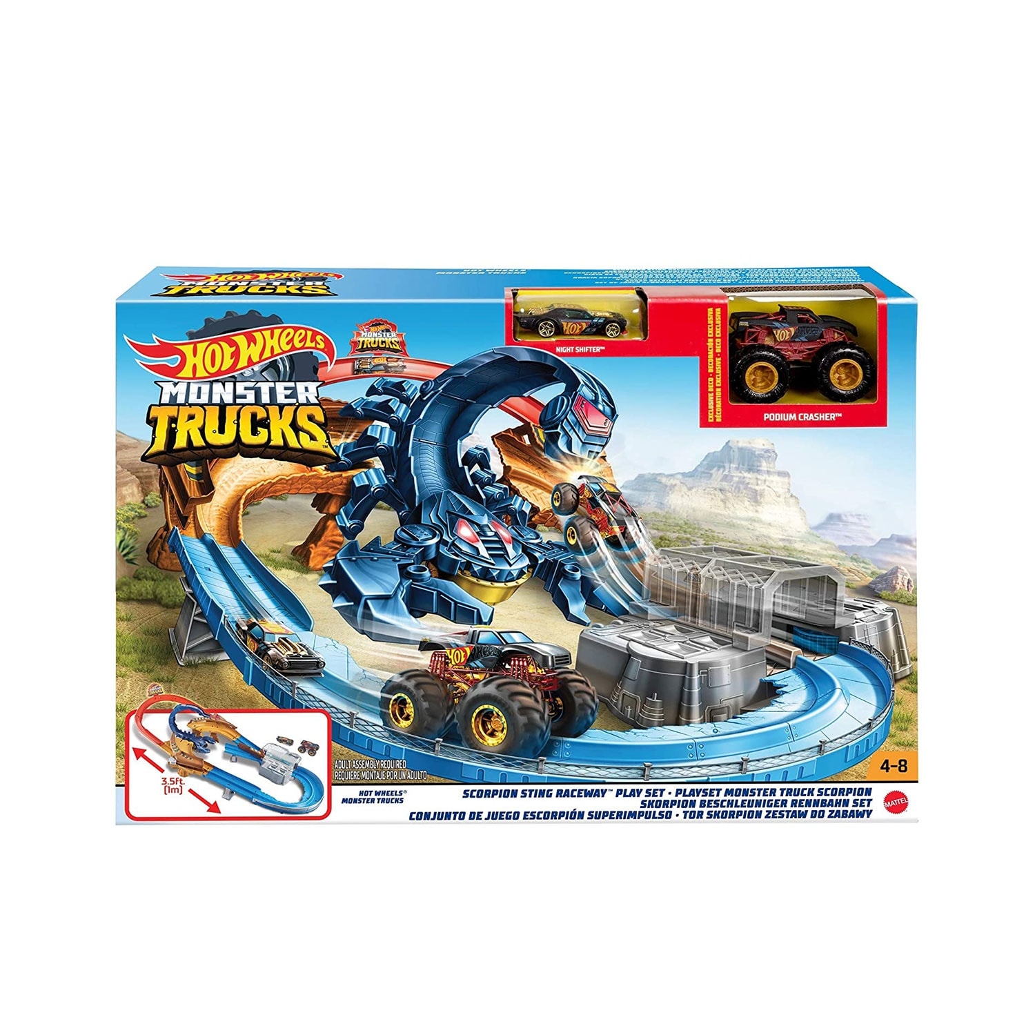 Hot Wheels Monster Trucks Scorpion Sting Raceway 3.5 Feet Motorized Track Set 2.86 Bed Bath Beyond 36603516