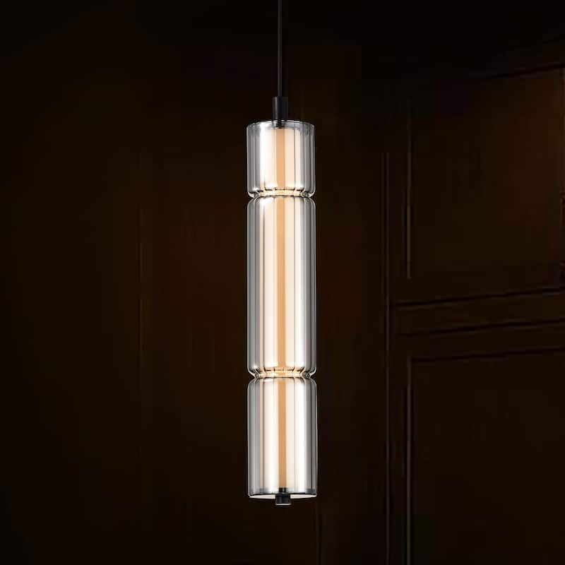 Evander LED 16 Inch Mini Pendant Matte Black Finish Smoked Glass - Matte Black