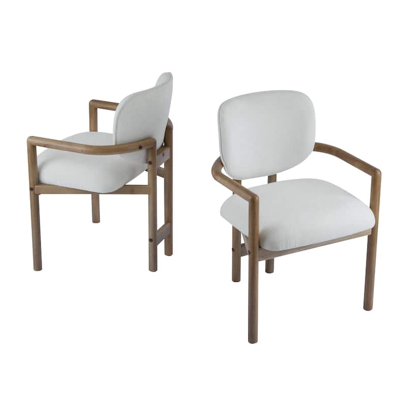 Roomfitters Upholstered Dining Arm Chair Set of 2, Rubber Wood Accent Seating, Comfortable Padded Seat