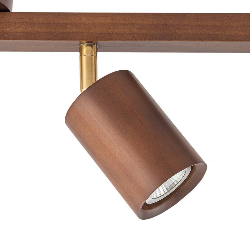 4-Light Walnut Wood Grain Adjustable Linear Track Light 39.4in