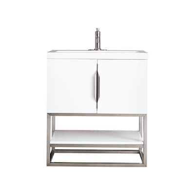 James Martin Vanities Columbia 31.5" Single Vanity, Glossy White with White Glossy Composite Stone Top