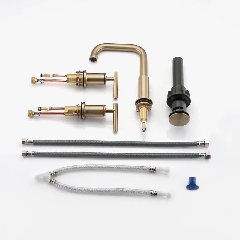 3 Holes Bathroom Sink Faucet With Drain Assembly 8 Inch Widespread Bathroom Faucets 2 Handle Modern Lavatory Basin Vanity Taps
