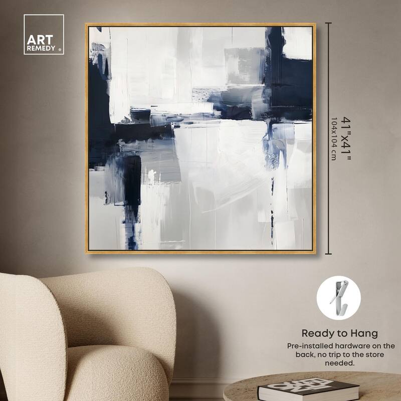 Blue Cascades on Still White Canvas by Art Remedy