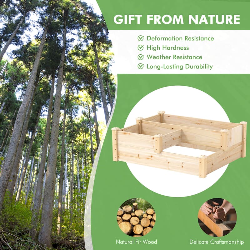 Costway 3-Tier Outdoor Raised Garden Bed Vegetable Planter Box for - 42.5'' x 34.5'' x 14.5'' (L x W x H)