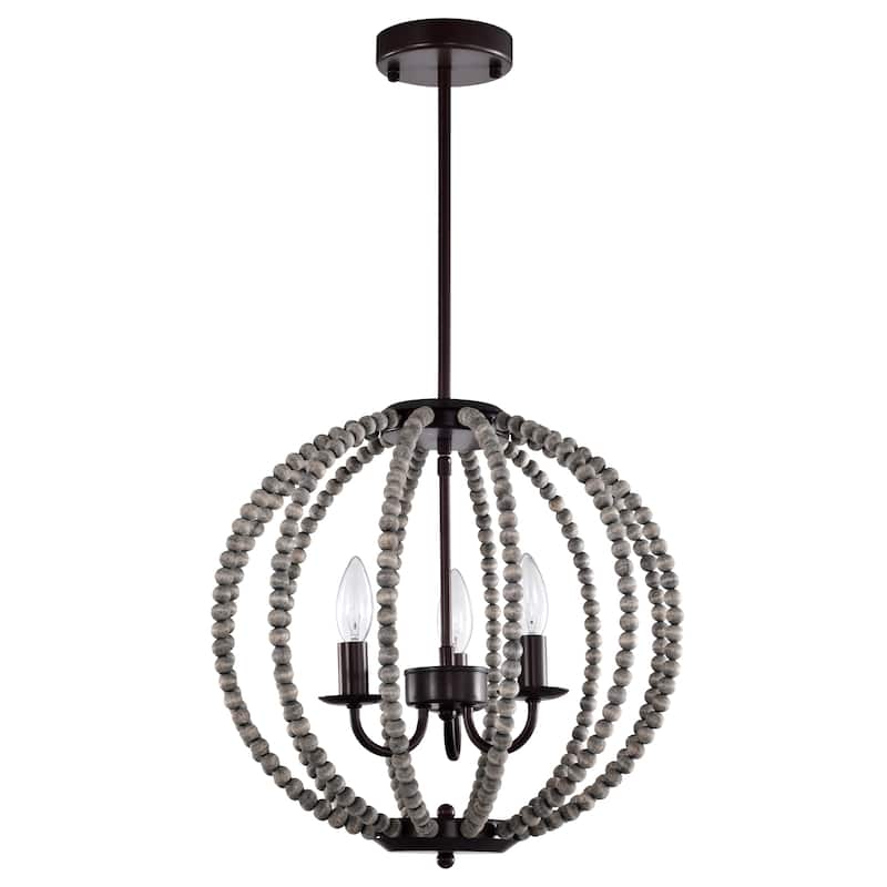 Casey 16 Inch Globe Open Cage Beads Pendant 3 Light