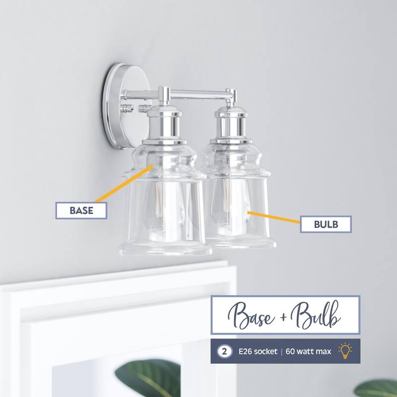 Prominence Home Eaton Ridge Industrial Farmhouse Bathroom Vanity Light, Brushed Nickel - Brushed Nickel