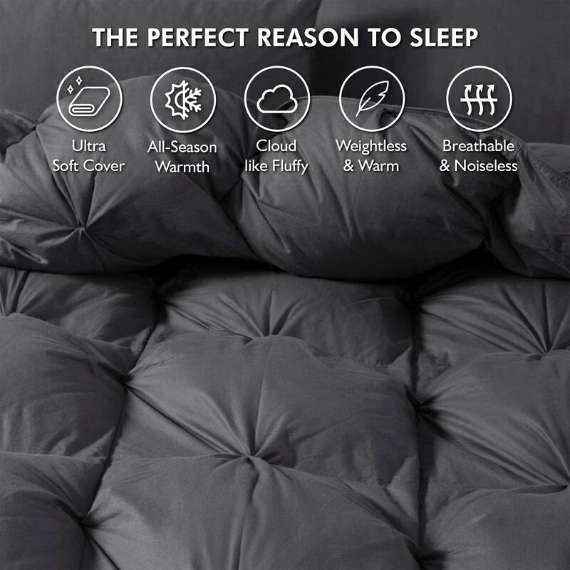 Luxurious AllSeason Goose Down Feather Fiber Comforter California King