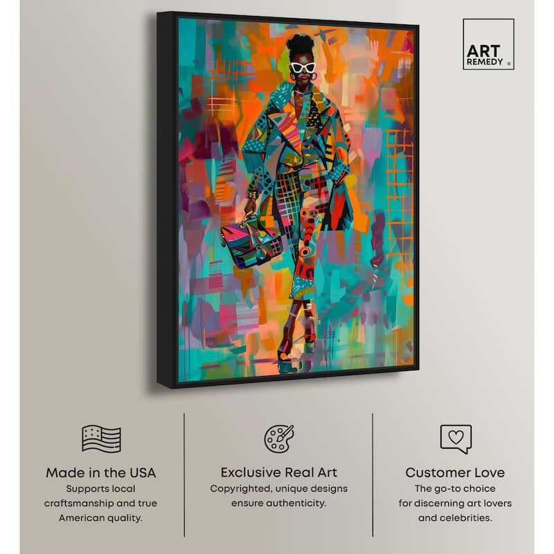 Bold Patchwork Style Canvas by Art Remedy