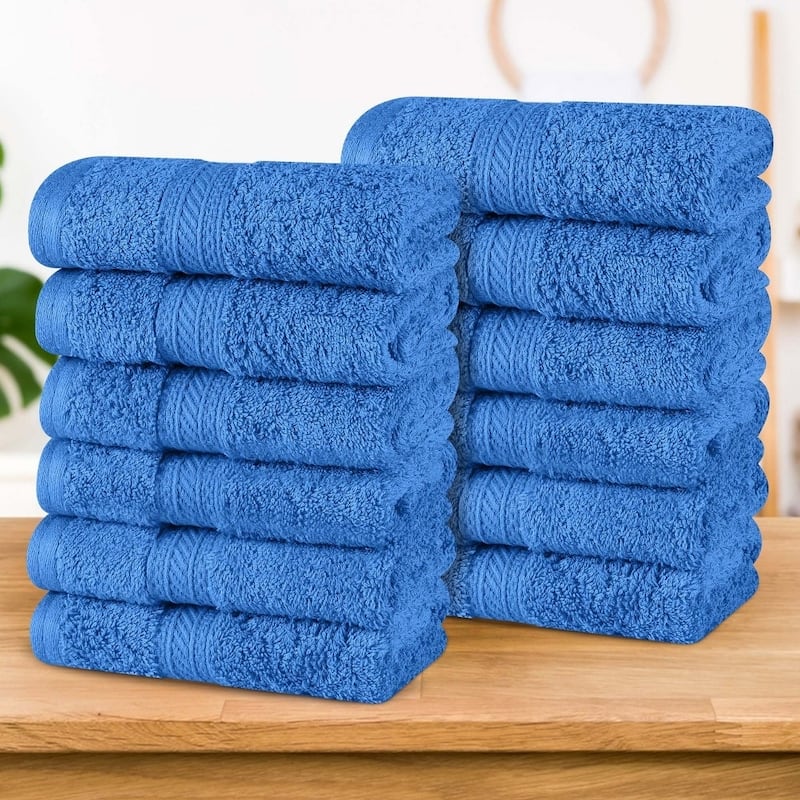 Superior Atlas Cotton Plush Heavyweight Face Towel Washcloth Set of 12