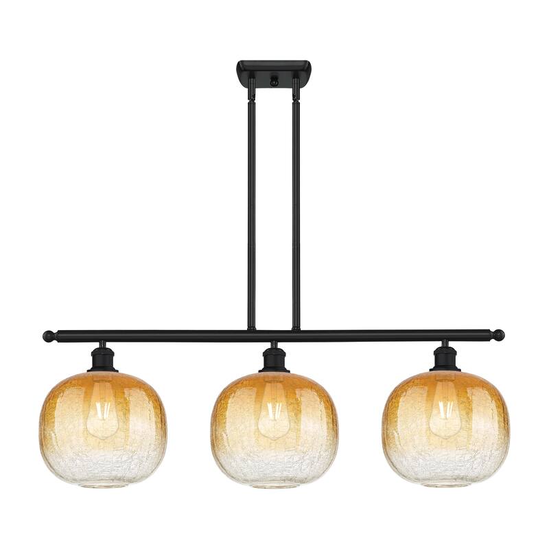 Innovations Lighting Endless Possibilities Ballston - Brookhaven Sphere - 3 Light 37" Stem Hung Island Light - Matte Black/Amber