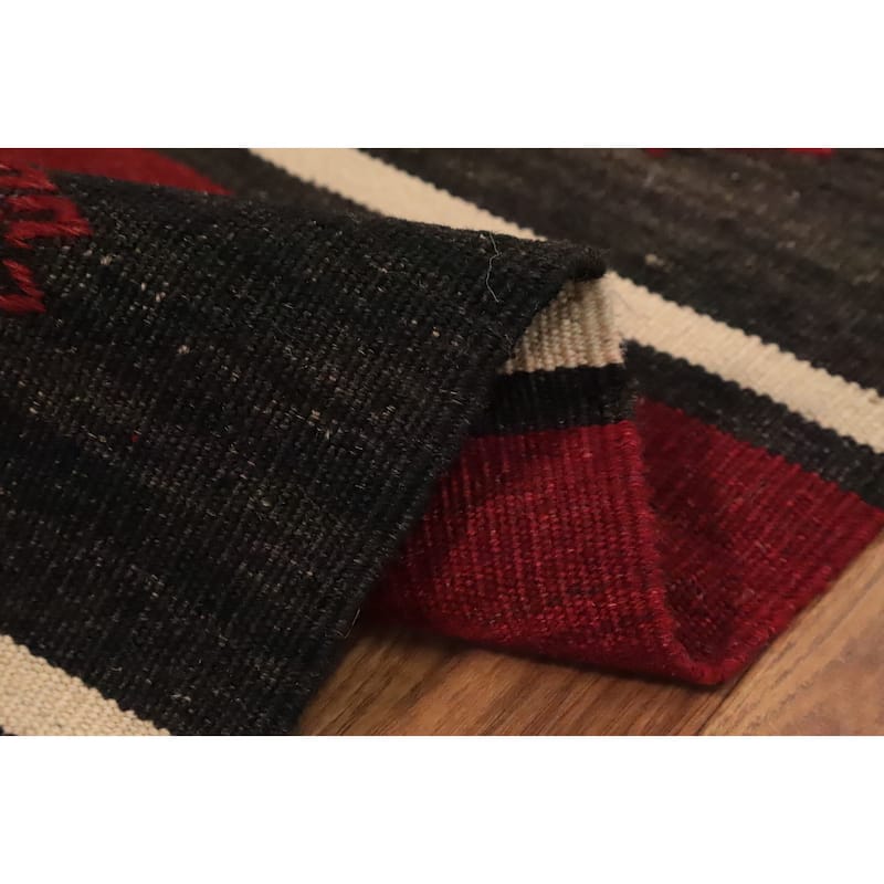 Hand Woven Oriental 100% Wool Carpet Southwestern Tribal Multi-Colored Kilim Area Rug - 9' 10'' X 6' 0''
