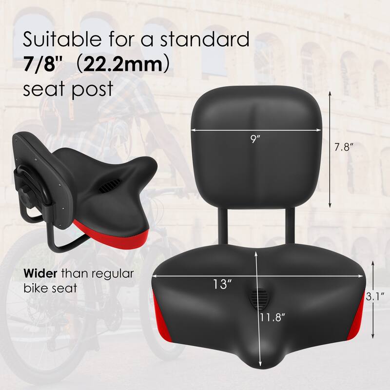 DoCred Oversized Universal Bike Seat, Saddle with Backrest