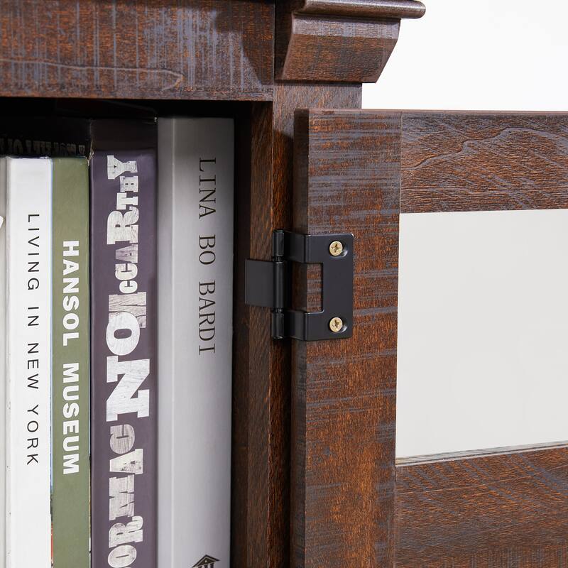Fireplace TV Stand Media Console 2 Doors Cabinet with 18" Fireplace