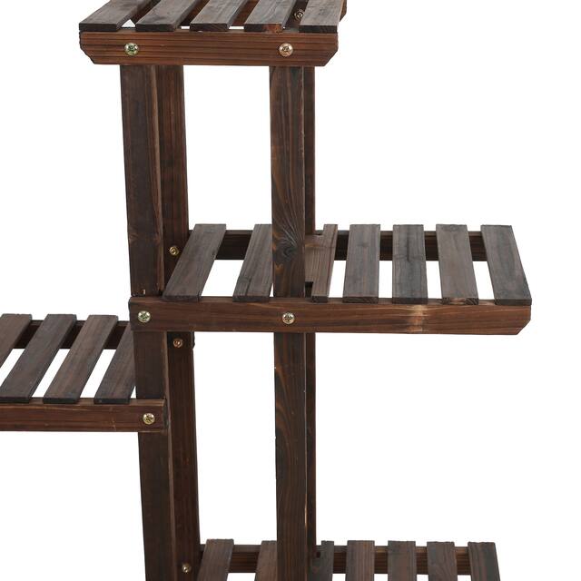 9-tier Indoor/Outdoor Wood Shelf Mobile Plant Stand