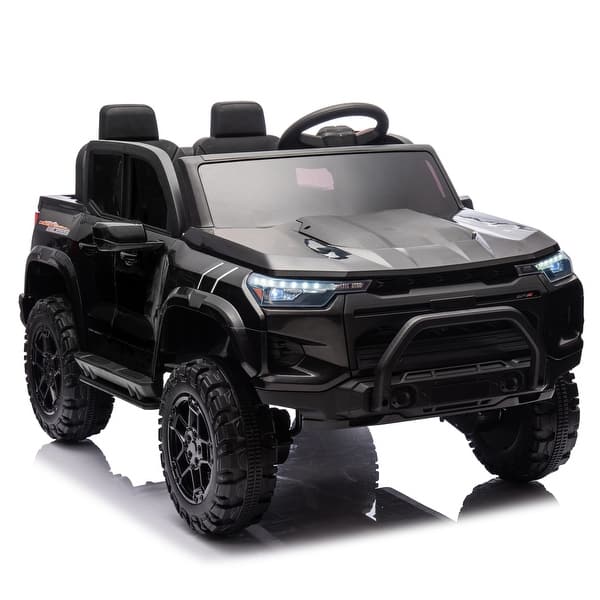 slide 2 of 72, Christmas Gift 24V 4WD Ride-On Electric Truck for Kids with Parental Control Bluetooth MP3 and Lights for Ages 3+ Black