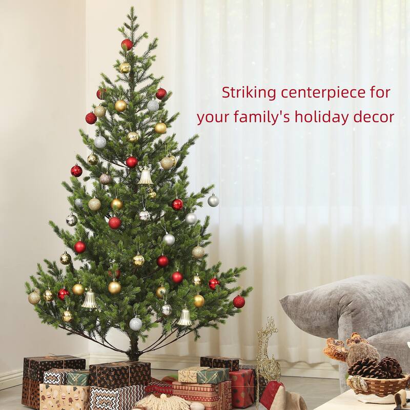 6ft Artificial Christmas Tree, Sparse Realistic Cedar Tree with 1933 Tips, Easy Assembly, Hinged Xmas Tree - Green