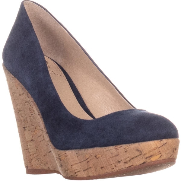 navy wedge pumps