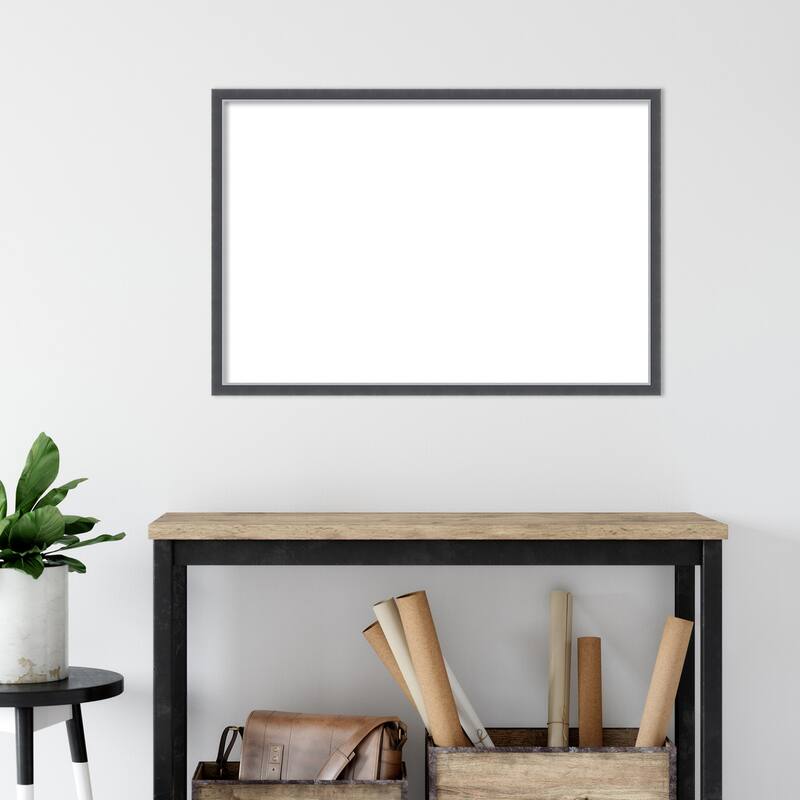Amanti Art Eva Black Silver Thin Framed Dry Erase Magnetic Board