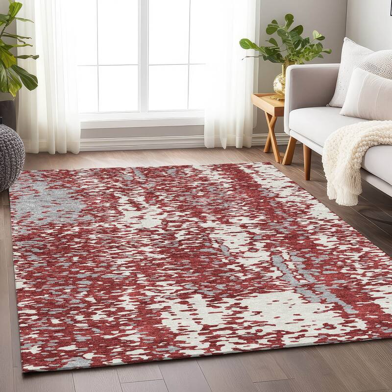 Premium Washable Super Soft Abstract Causal Mayfield Rug - Garnet - 10' x 14'